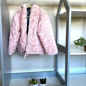 The north face, gray/pink reversible winter coat